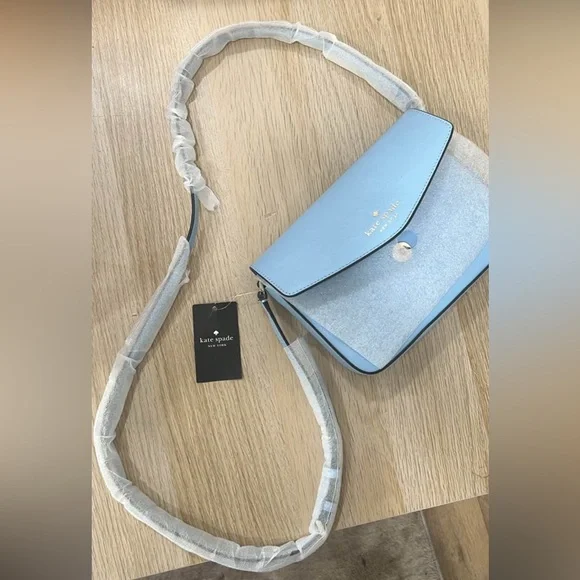 KATE SPADE Powder Blue Leather Envelope Crossbody ORIGINALLY $270 - Picture 2 of 2